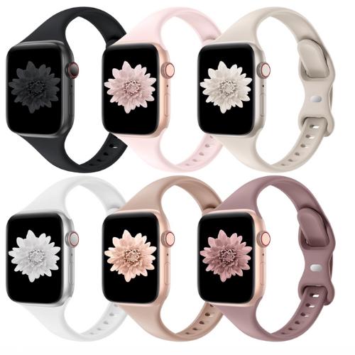 Narrow Apple Watchband, Add Optional Hole for Charms, Narrow Sports Band, Narrow Silicone Band