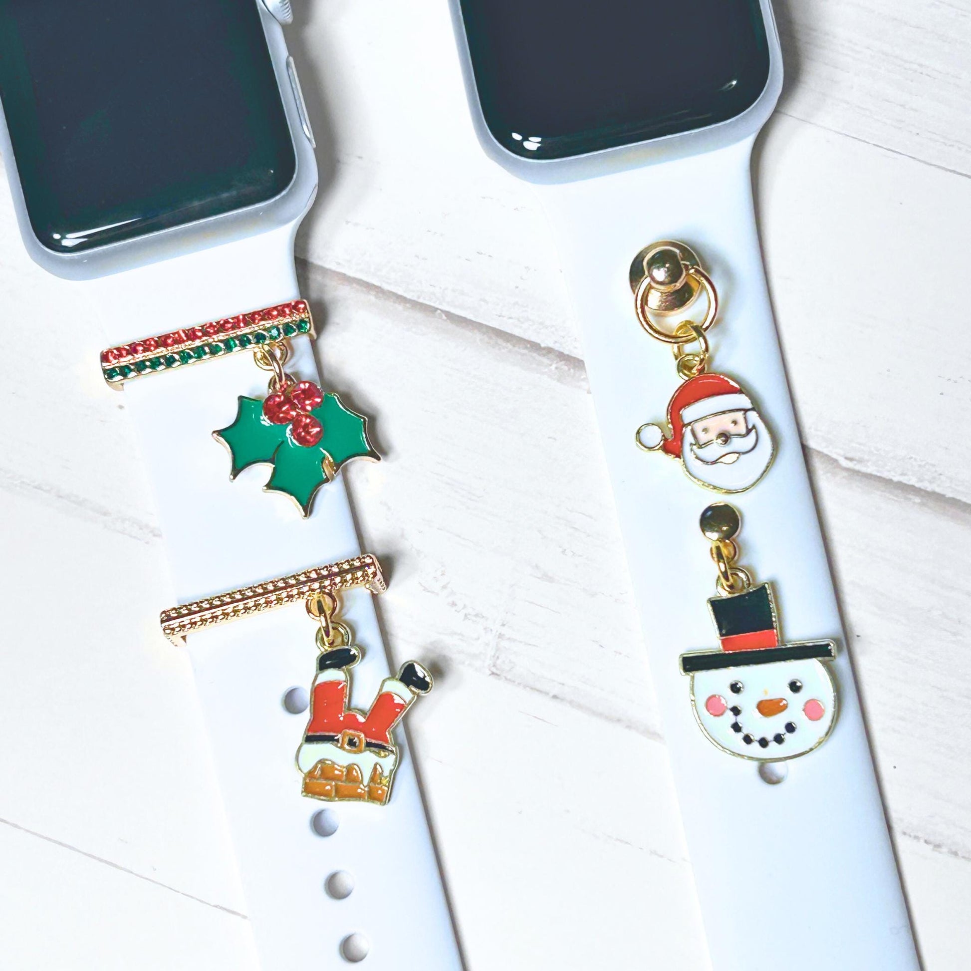 Christmas Watchband Charms GOLD PLATED, Watch Charms, Watchband Studs, Bars, Apple Watch Charms, Holiday Jewelry, Apple Watchbands