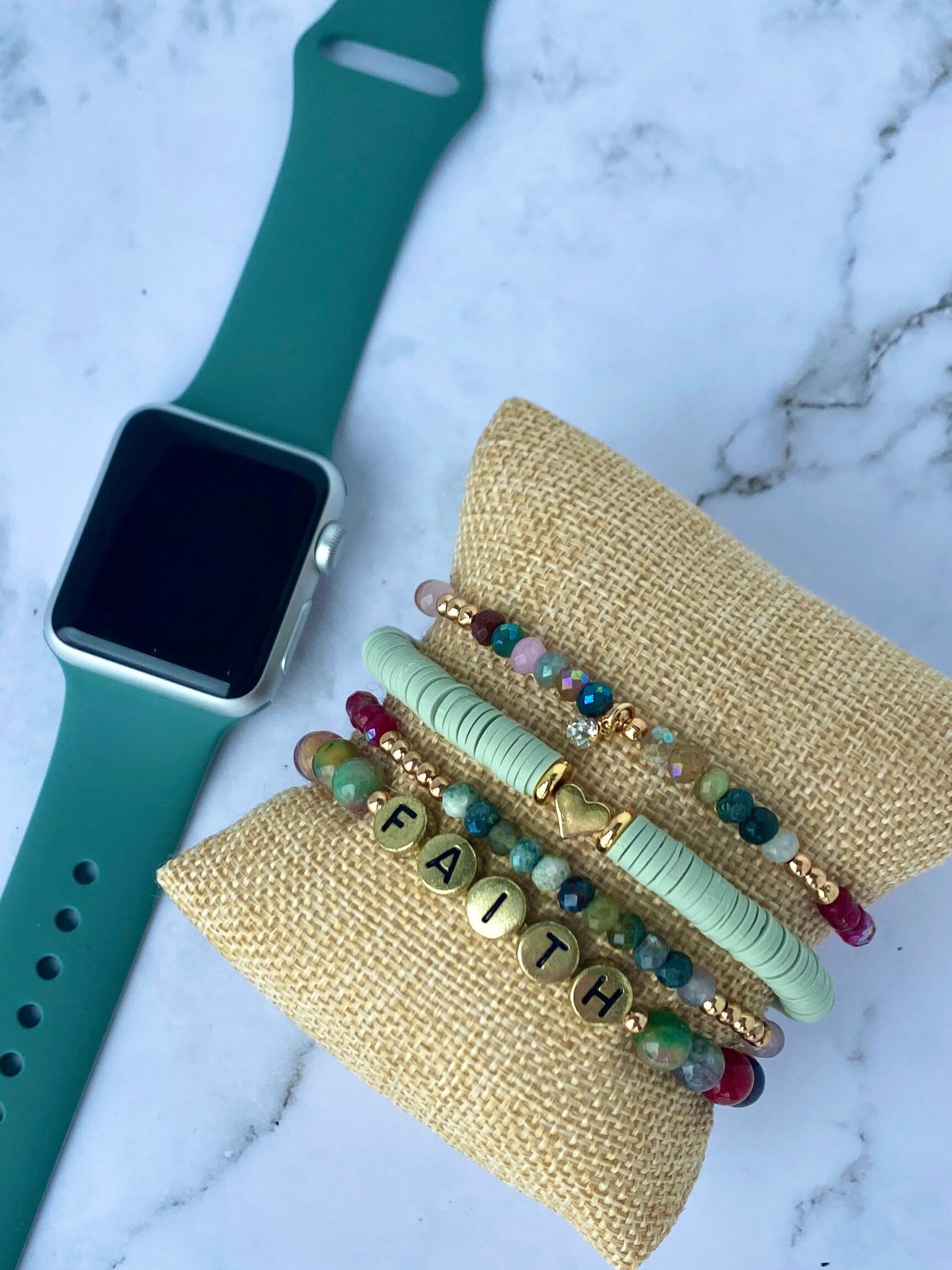 Multi Color Stack Bracelets Stretch Bracelets Layering Bracelets Boho Jewelry Handmade Bracelets Apple Watch Accessory