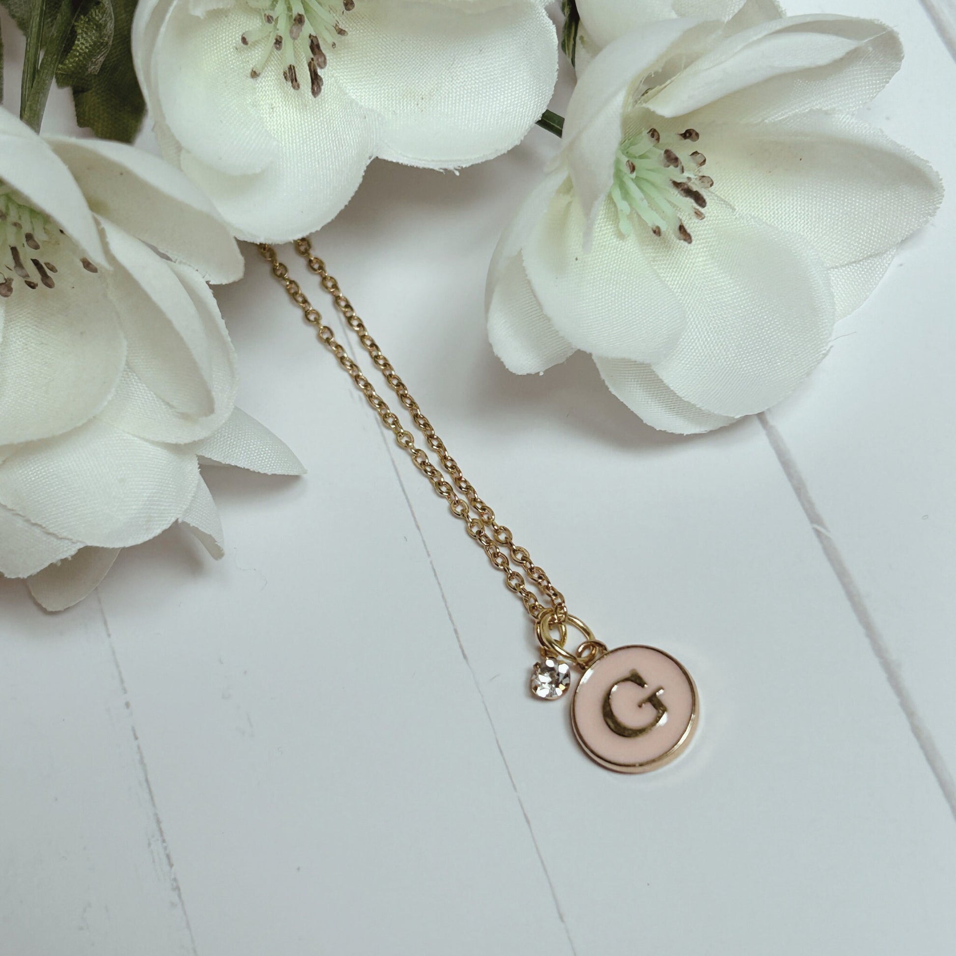 Custom Initial Necklace, Dainty Name Necklace, Colored Charm Necklace