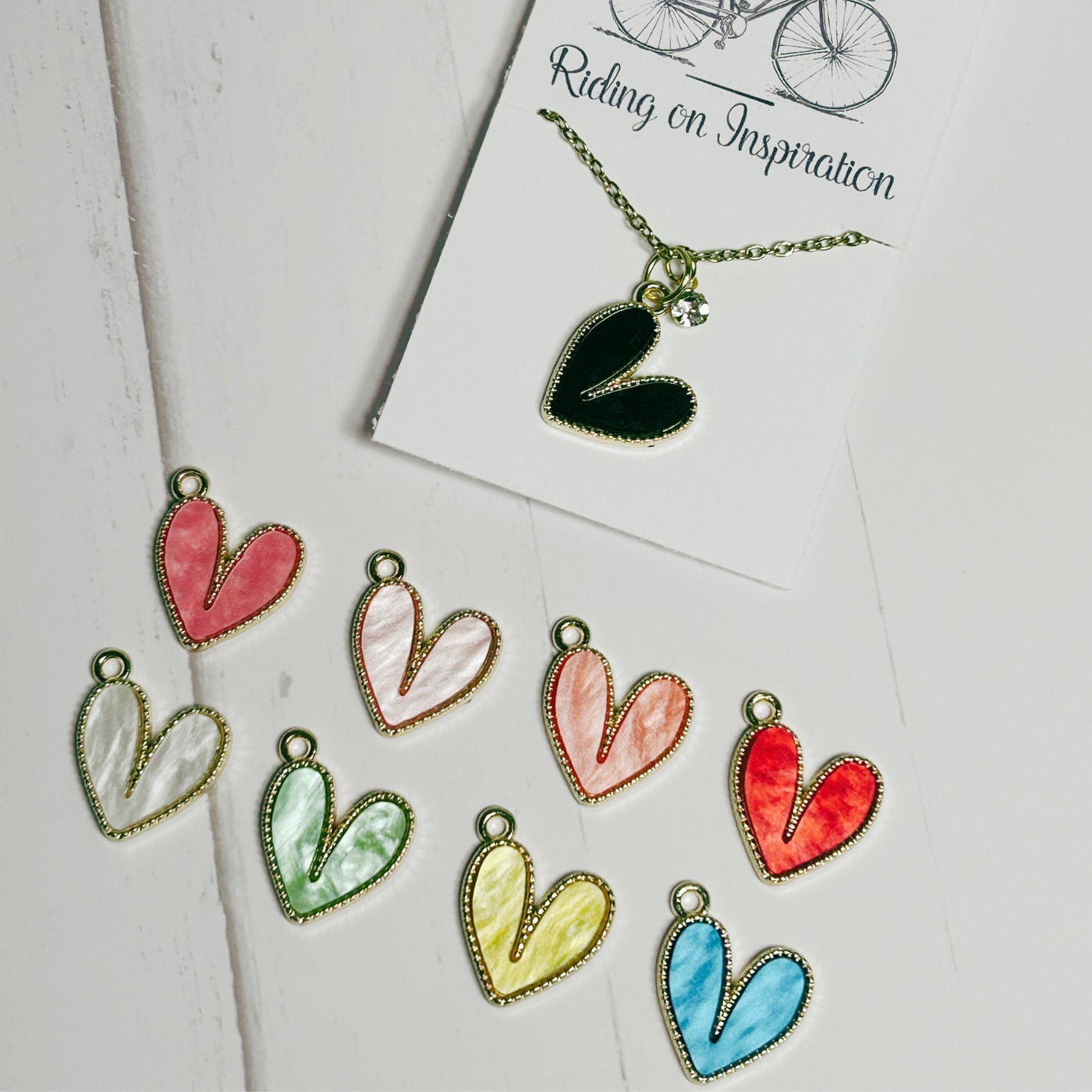 Heart Necklace, Dainty Heart Necklace, Colored Heart Necklace, Valentines Day