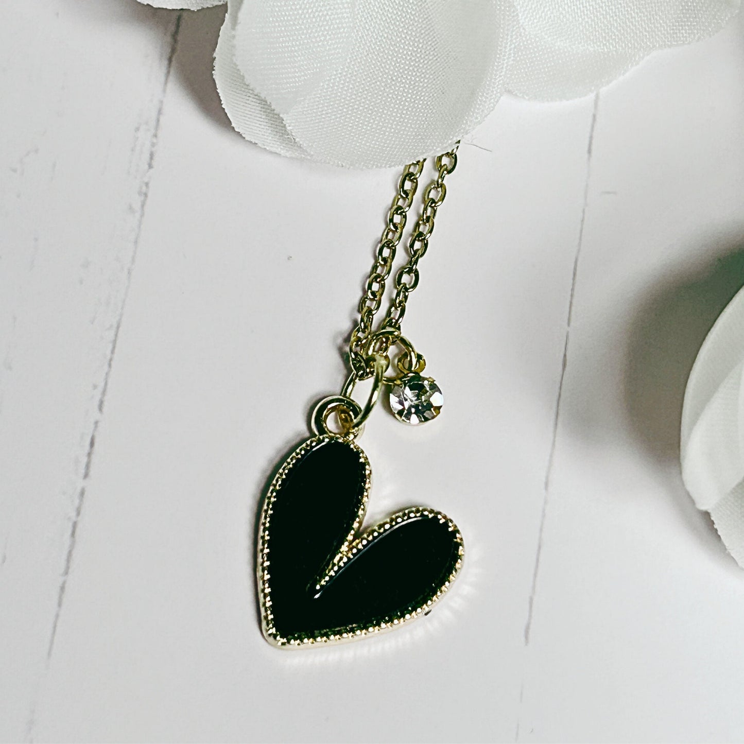 Heart Necklace, Dainty Heart Necklace, Colored Heart Necklace, Valentines Day