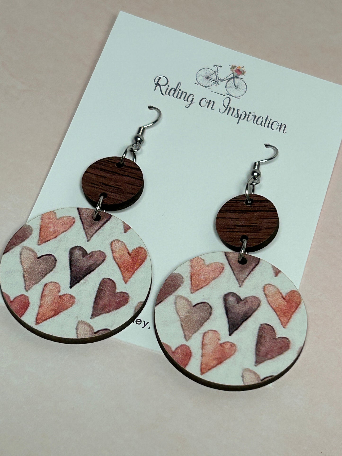 Wood Heart Earrings, Valentines Earrings, Statement Earrings