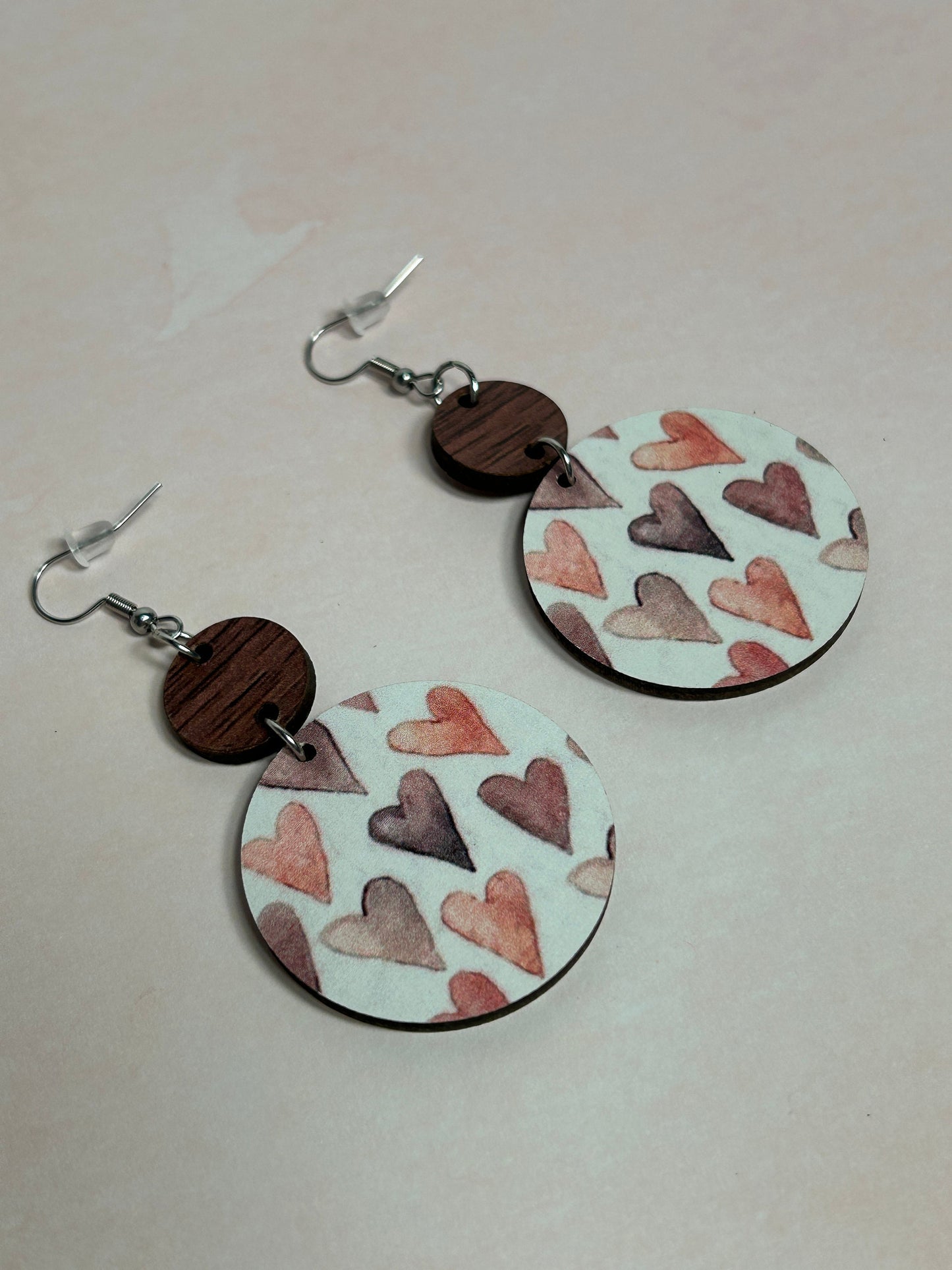 Wood Heart Earrings, Valentines Earrings, Statement Earrings