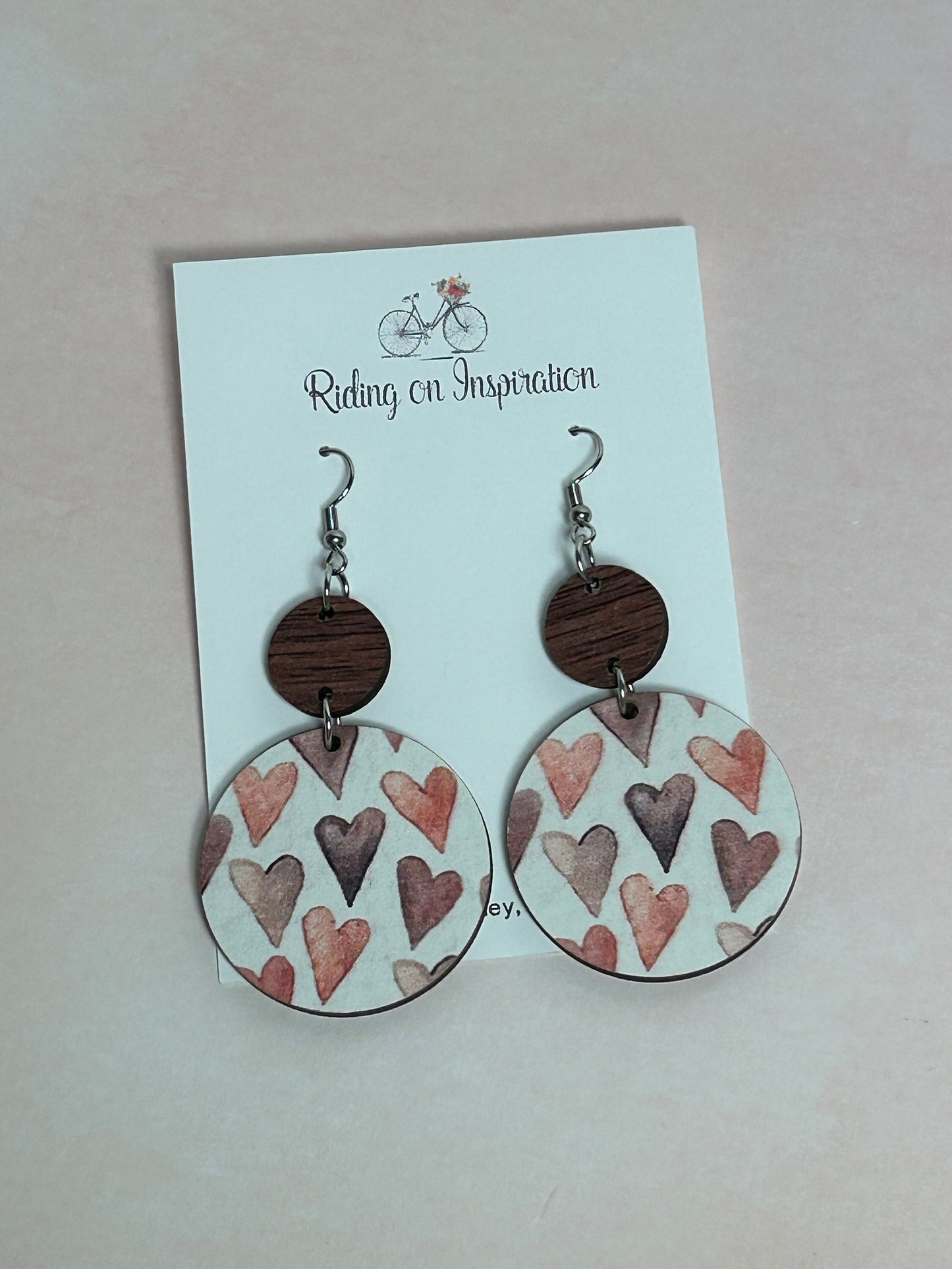 Wood Heart Earrings, Valentines Earrings, Statement Earrings