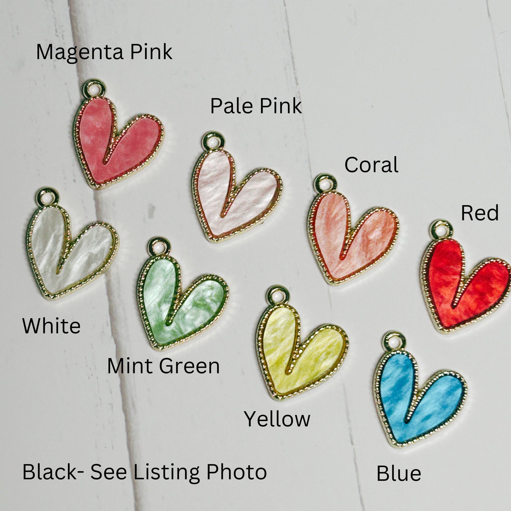 Heart Necklace, Dainty Heart Necklace, Colored Heart Necklace, Valentines Day